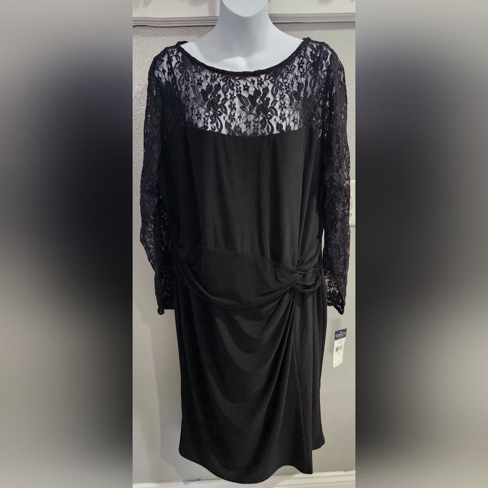 Elegant Black Long Sleve Lace Dress